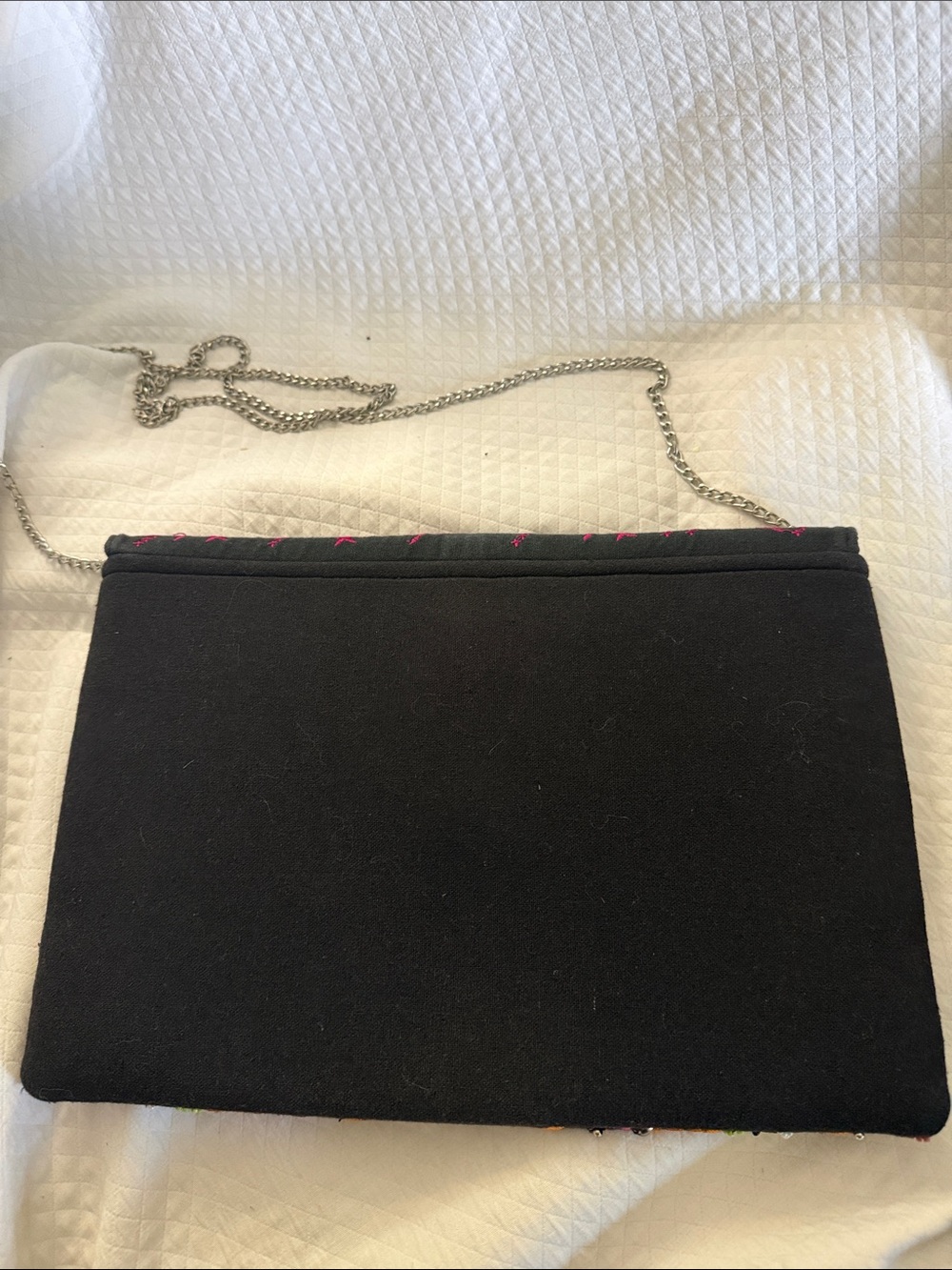 Aphorism Black Multicolor Embroidered Beaded Crossbody Bag - Picture 3 of 5